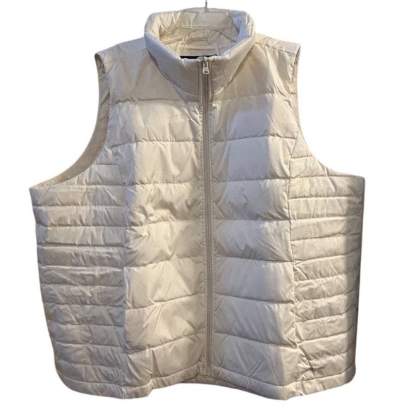 Lands' End Jackets & Blazers - Lands' End Women's Ivory Puffer Vest 3XL Down Insulated Winter Casual Pockets
